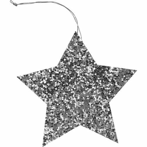The Gift Wrap Company 6-Count Gift Tags, Silver Glitter Star