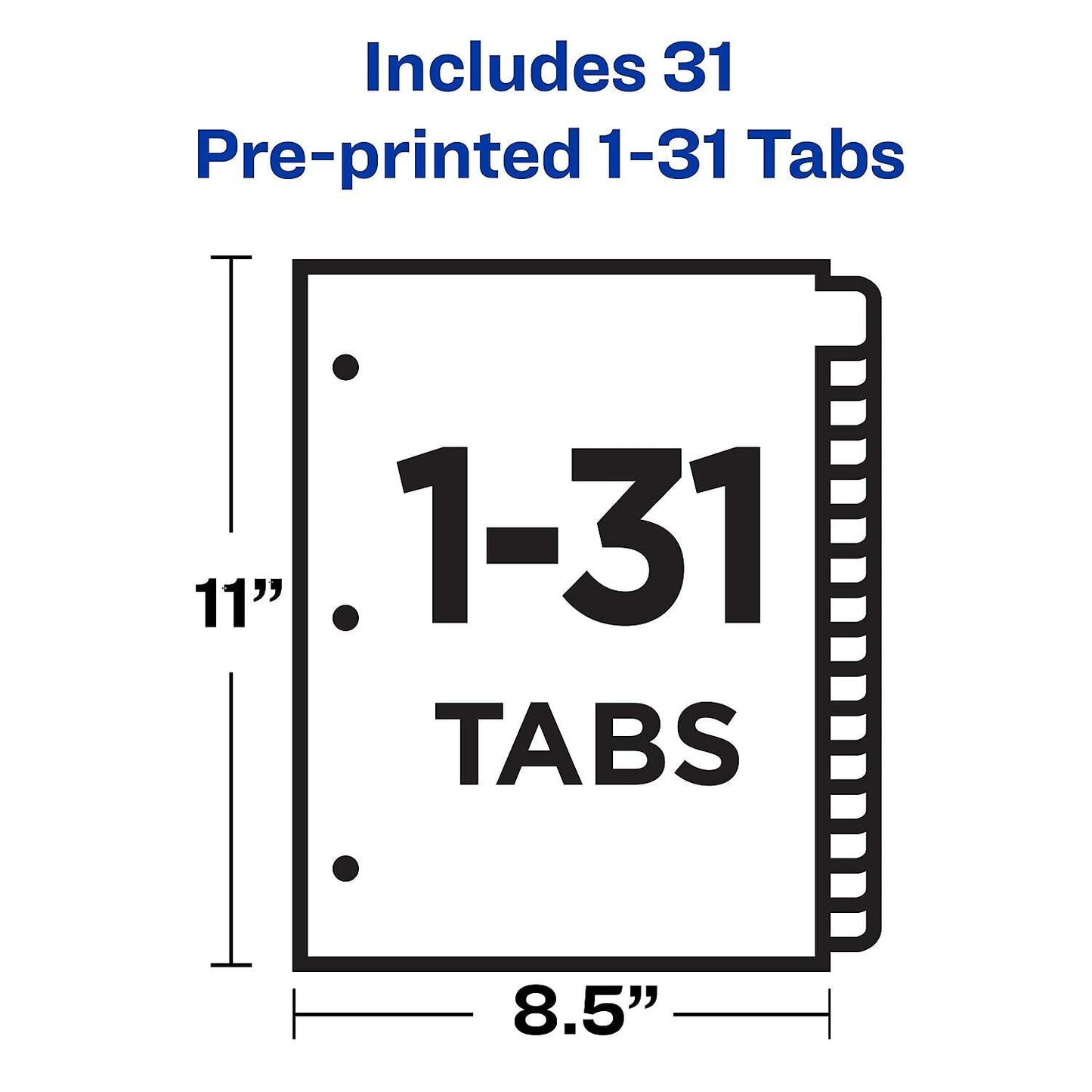 Avery 11308 Preprinted Laminated Tab Dividers w/Gold Reinforced Binding Edge, 31-Tab, Letter
