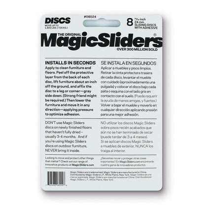 Magic Sliders 8024 Series 8PK 15/16" SQ Slider, 1, Grey