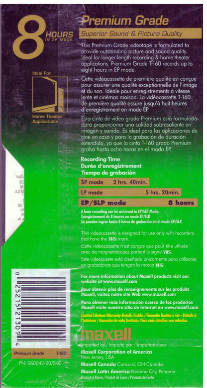 MAXELL T-160 PREMIUM GRADE VIDEOCASSETTE