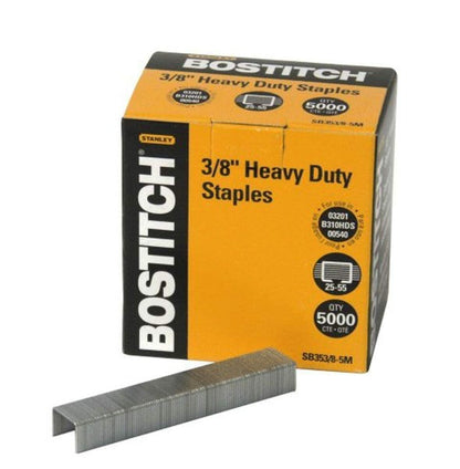 Bostitch Heavy Duty Premium Staples, 25-55 Sheets, 0.375 Inch Leg, 5,000 Per Box (SB353/8-5M)