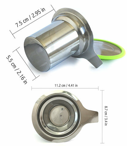 BetterBlend Tea Infuser Stainless Steel - Brew-in-Mug Tea Strainer for Loose Leaf Tea - Fine Tea Filter for Single Mug and Teapot with Silicone Rimmed Lid
