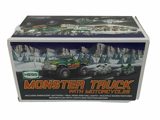 Hess C-46 2007 Monster Truck with 2 Motorcycles, Green and White
