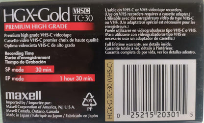 Maxell VHS-C Video Tape Cassette, 30 Minutes