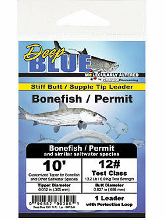 Frog Hair Deep Blue Tapered Leader Bonefish/Permit 10' 10LB (1/pk)