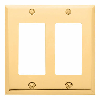 Baldwin Estate 4741.030.CD Square Beveled Edge Double GFCI Wall Plate in Polished Brass, 4.5" x 4.5"