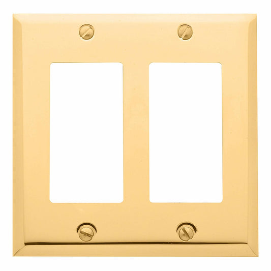 Baldwin Estate 4741.030.CD Square Beveled Edge Double GFCI Wall Plate in Polished Brass, 4.5" x 4.5"