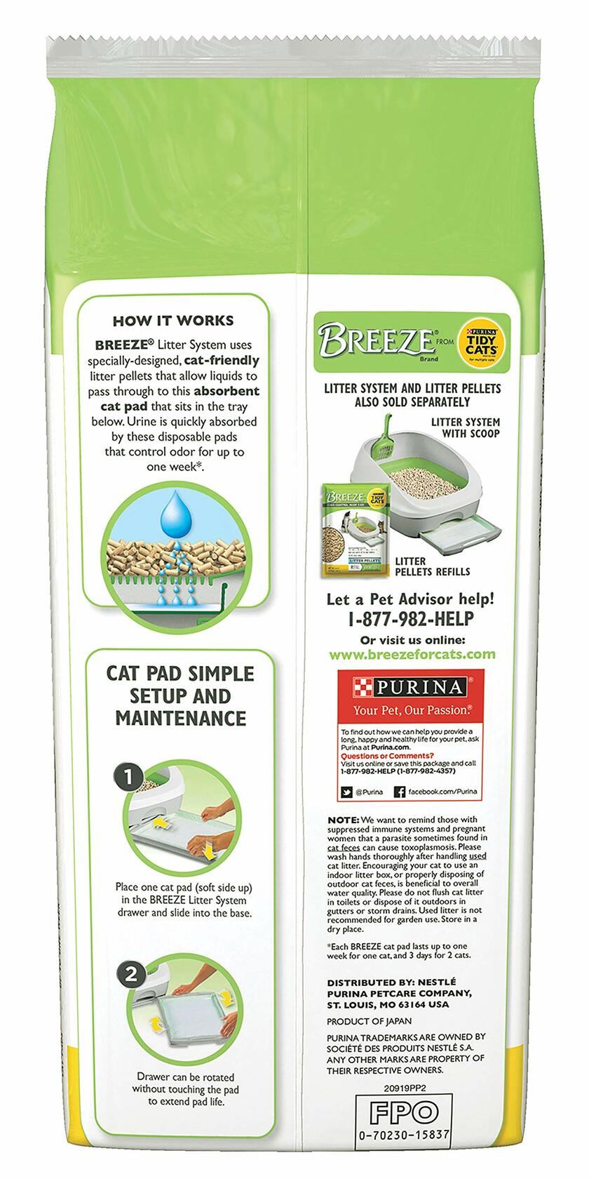 Purina Tidy Cats Breeze Cat Pad Refills, Clean & Easy Disposable Cat Pads for Breeze Litter System, Controls Odors, 10 Cat Pad Refills/Pack (Pack of 2)