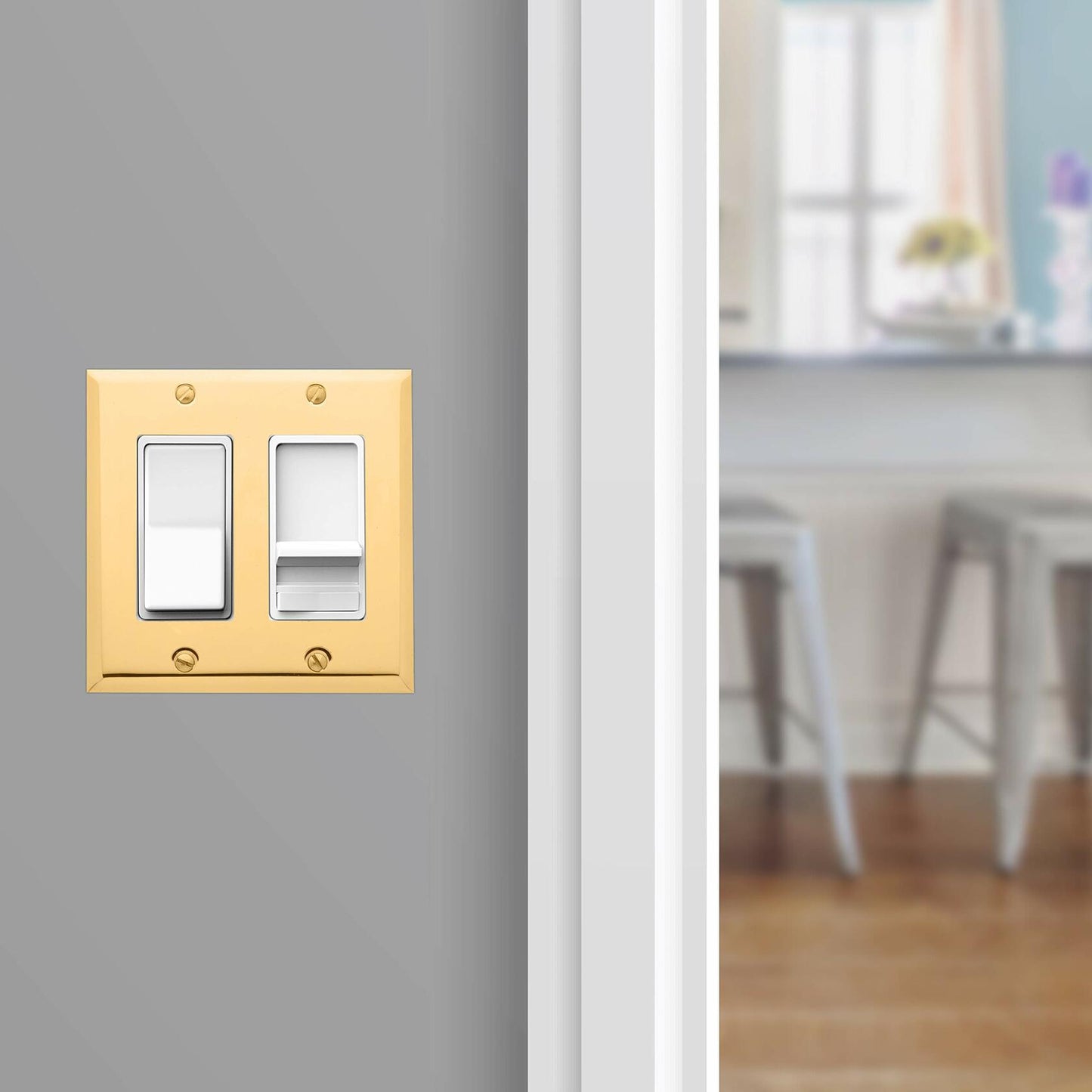 Baldwin Estate 4741.030.CD Square Beveled Edge Double GFCI Wall Plate in Polished Brass, 4.5" x 4.5"