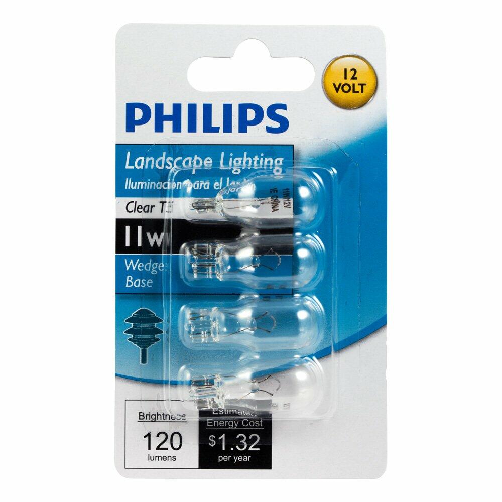 Philips Halogen Landscape Lighting T5 12-Volt Light Bulb: 2800-Kelvin, 11-Watt, Wedge Base, 4-Pack
