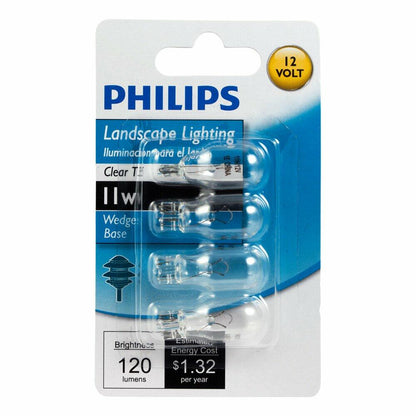 Philips Halogen Landscape Lighting T5 12-Volt Light Bulb: 2800-Kelvin, 11-Watt, Wedge Base, 4-Pack