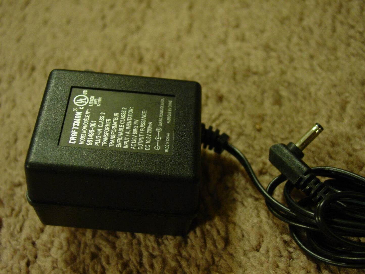Craftsman AC Adapter Power Supply 10.5V 200mA Model: 981496-001