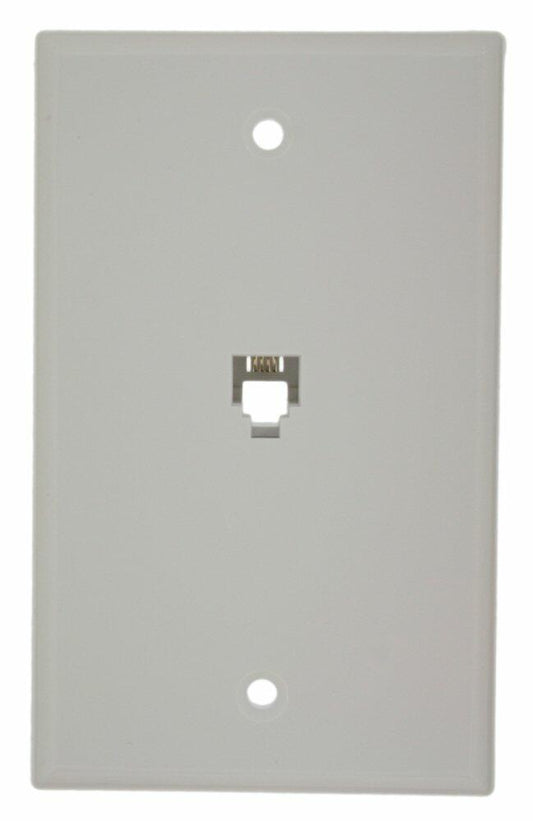 Leviton 40949-W Standard Telephone Wall Jack, 6P4C, Screw Terminals, White