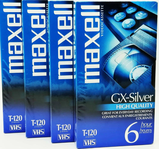 Maxell 4 Pack GX-Silver T-120 VHS