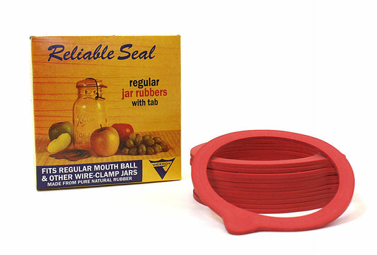 Viceroy Reliable Seal Canning Jar Seals, Fits Clamp-Down Regular Mouth Jars, Pure Natural Rubber Rings, Red, with Tab, 12 Rings per Box (Pack of 1)