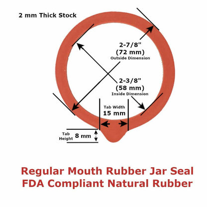 Viceroy Reliable Seal Canning Jar Seals, Fits Clamp-Down Regular Mouth Jars, Pure Natural Rubber Rings, Red, with Tab, 12 Rings per Box (Pack of 1)