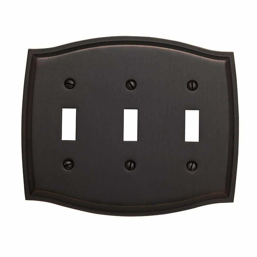 Baldwin 4780.112.CD Colonial Design Triple Toggle Switch Plate, Venetian Bronze