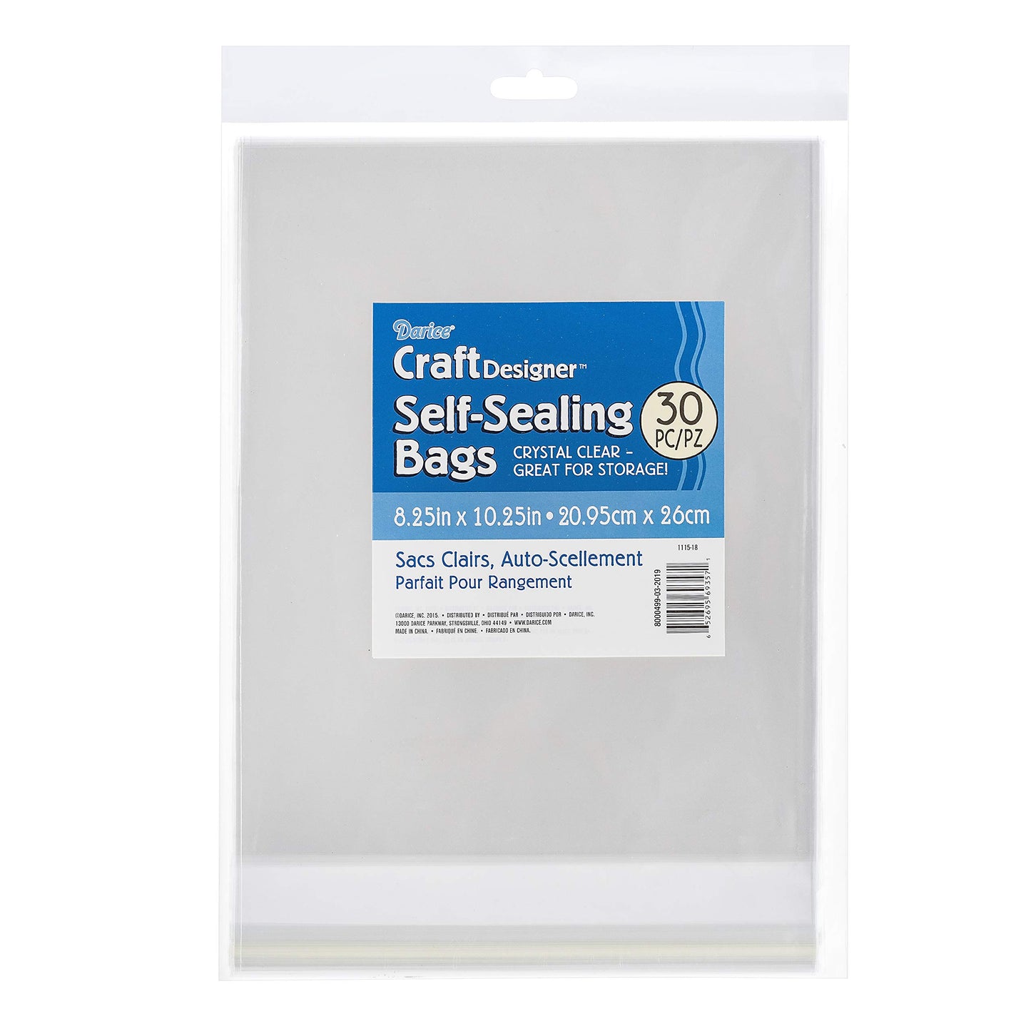 Darice 1115-18 30/Pack Plastic Self Sealing Bags, 8-1/4 by 10-1/4-Inch, Clear