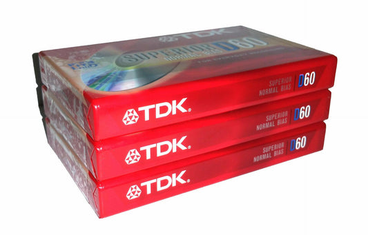 TDK 3-pack Superior Normal Bias D60 Cassette Tape - Red, 180 Minutes, 3 Count