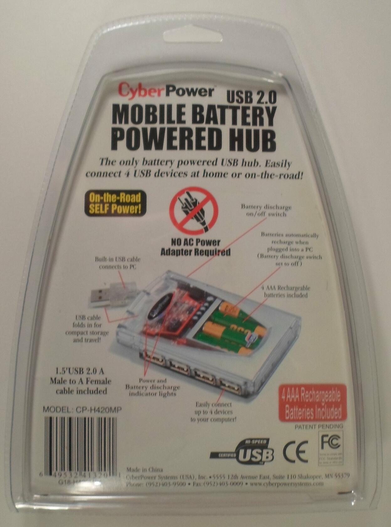 CyberPower Mobile Battery Powered 4-Port USB Hub (CP-H420MP)