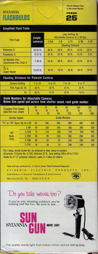 Sylvania Press 25 Clear Flashbulbs (1) pack of 12 bulbs