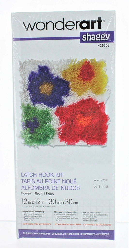 WonderArt Shaggy Latch-Hook Kit, Small Tie Die, 12" X 12"