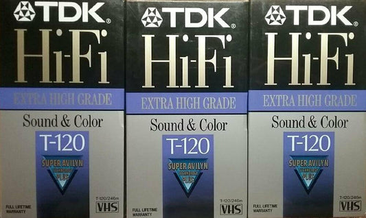 TDK T120HF Hi-Fi VHS tape (120 minutes) 3 PACK