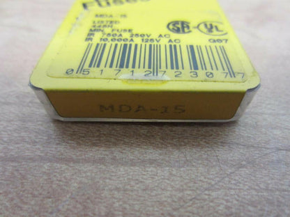 Bussmann MDA-15 15 Amp Time Delay Ceramic Tube Fuse, 250V UL Listed 5-in Tin, 5 Pack