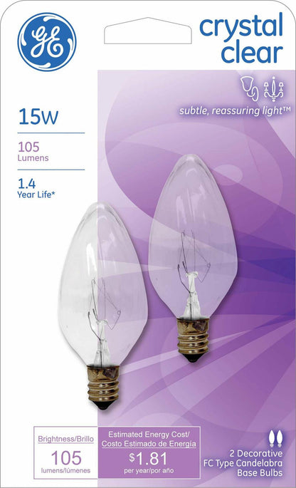 GE Lighting 48395 Light Bulb, 15 Watts, Crystal Clear, 2