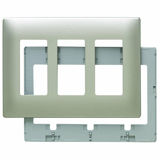 Pass & Seymour SWP263NIBPCC5 3 Gang Screw Less Wall Plate, Plastic