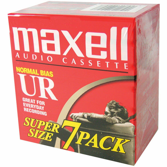 Maxell 108575 Optimally Designed for Voice Recording Brick Packs with Low Noise Surface - 90 Minute Audio Cassettes, 7 Tapes Per Pack