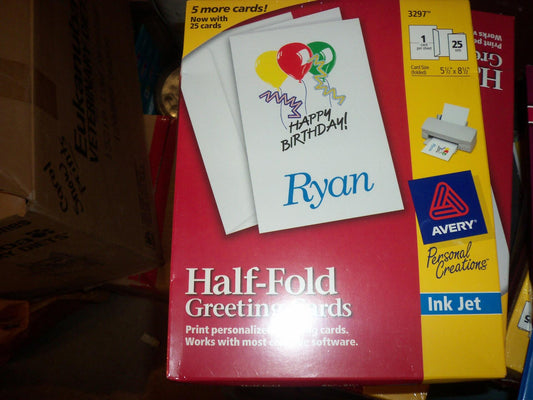 Avery 3297 Half Fold Greeting Cards (25 Cards to the Package)