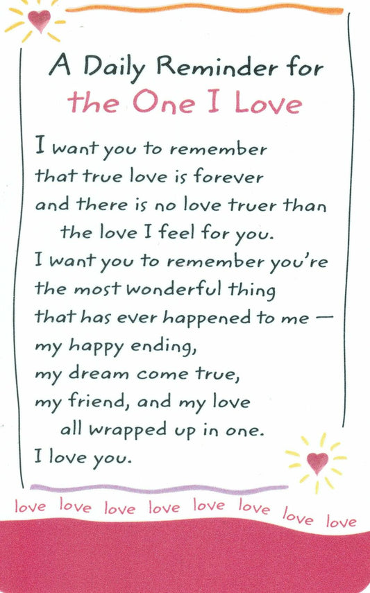Wallet Cards - A Daily reminder for the One I Love