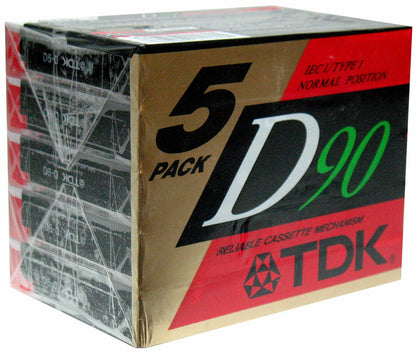 TDK Dynamic Performance D90 High Output IEC I / Type I - 5 Pack Audio Cassette Tapes