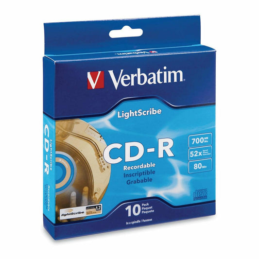 Verbatim 95115 700 MB 52x 80 Minute LightScribe Recordable Disc CD-R, 10-Disc Spindle