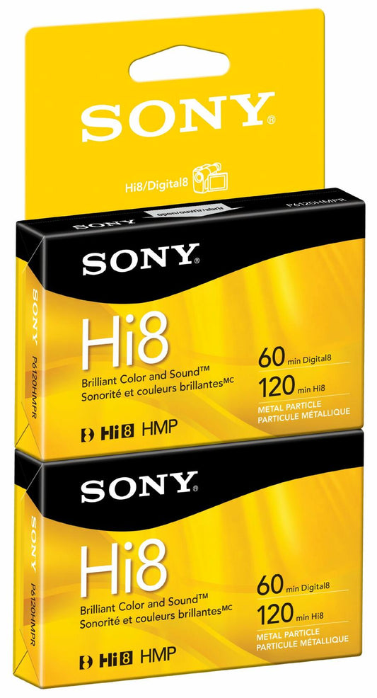 Sony P6120HMPR/2C 2-Pack 120-Minute Hi8 Tape with Hangtab