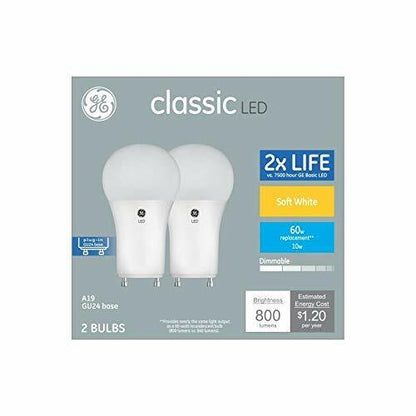 GE Classic 60-Watt EQ (GU24) Soft White Dimmable LED Light Bulb (2-Pack)