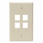 Leviton 41080-4IP QuickPort Wallplate, Single Gang, 4-Port, Ivory