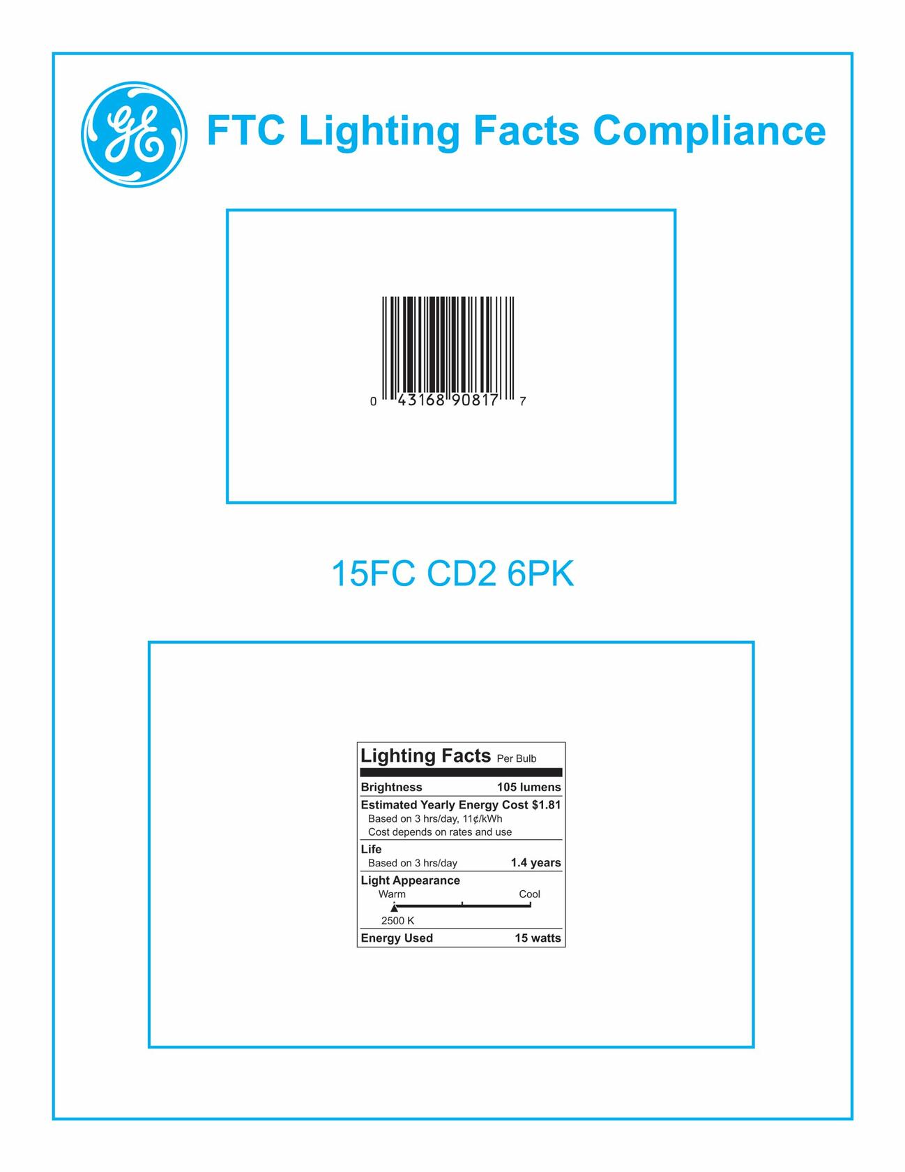 GE Lighting 48395 Light Bulb, 15 Watts, Crystal Clear, 2