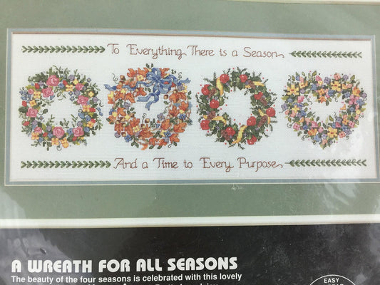 Dimensions A Wreath For All Seasons 3709 Counted Cross Stitch Kit 14 count 20 x 8