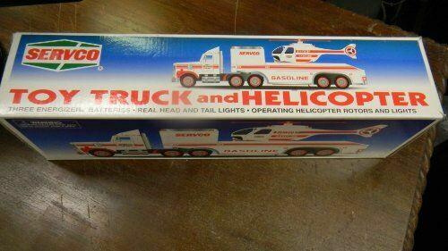 Servco 1996 Toy Truck and Helicopter with Real gead and tail lights and operating helicopter rotors and lights
