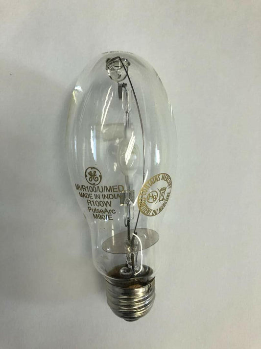 GE 6 Pieces 12652 MVR100/U/MED 100 Watt Clear Metal Halide BD17 E26 Base Medium Screw 4000K M90