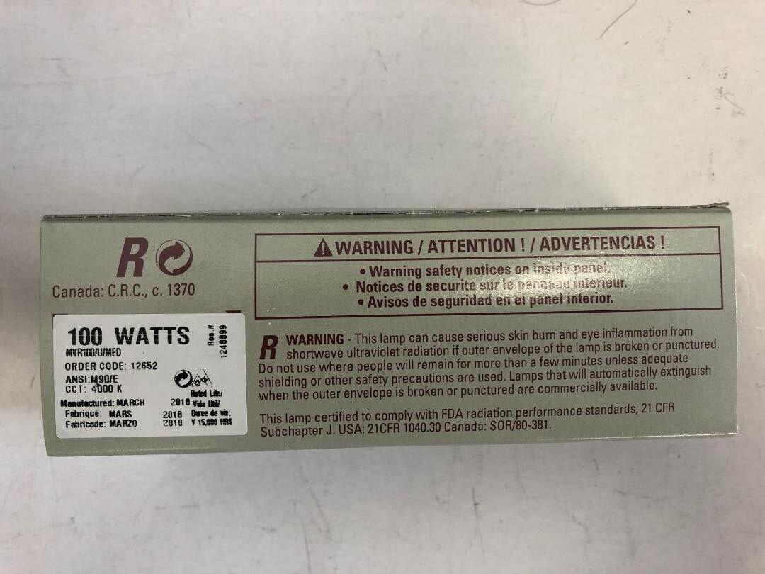 GE 6 Pieces 12652 MVR100/U/MED 100 Watt Clear Metal Halide BD17 E26 Base Medium Screw 4000K M90