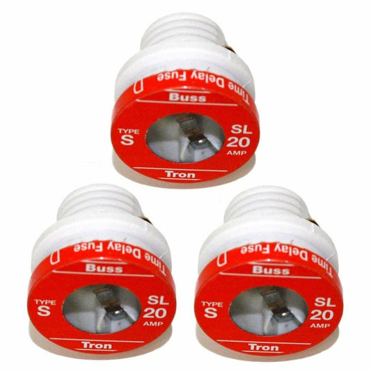 Bussmann Bussmann-BP/SL-20 BP/SL-20 20 Amp Time Delay Loaded Link Rejection Base Plug Fuse, 125V UL Listed Carded, 3-Pack, No Color