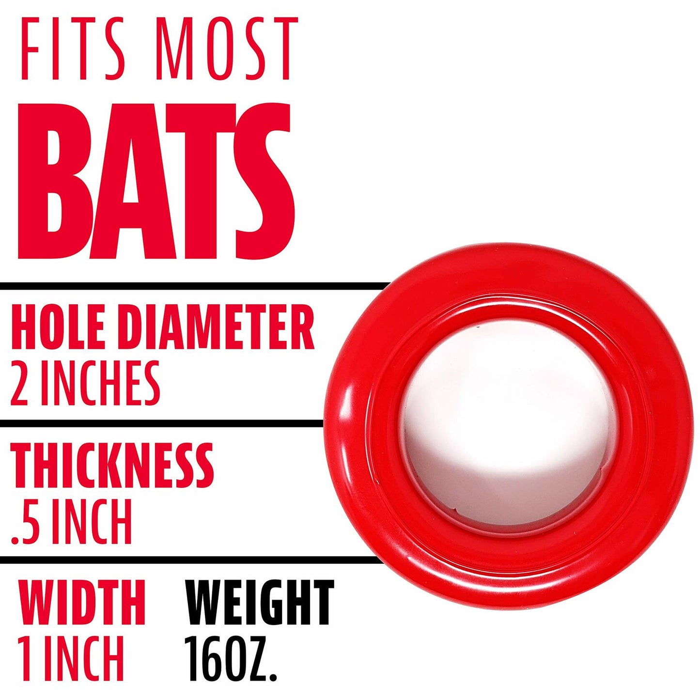 Franklin Sports Baseball + Softball Donut Bat Weight - 16 oz. Batting Donut for Adult + Youth Baseball + Softball Bats - Donut Batting Weight for Swing Training - Fits All Standard Bats