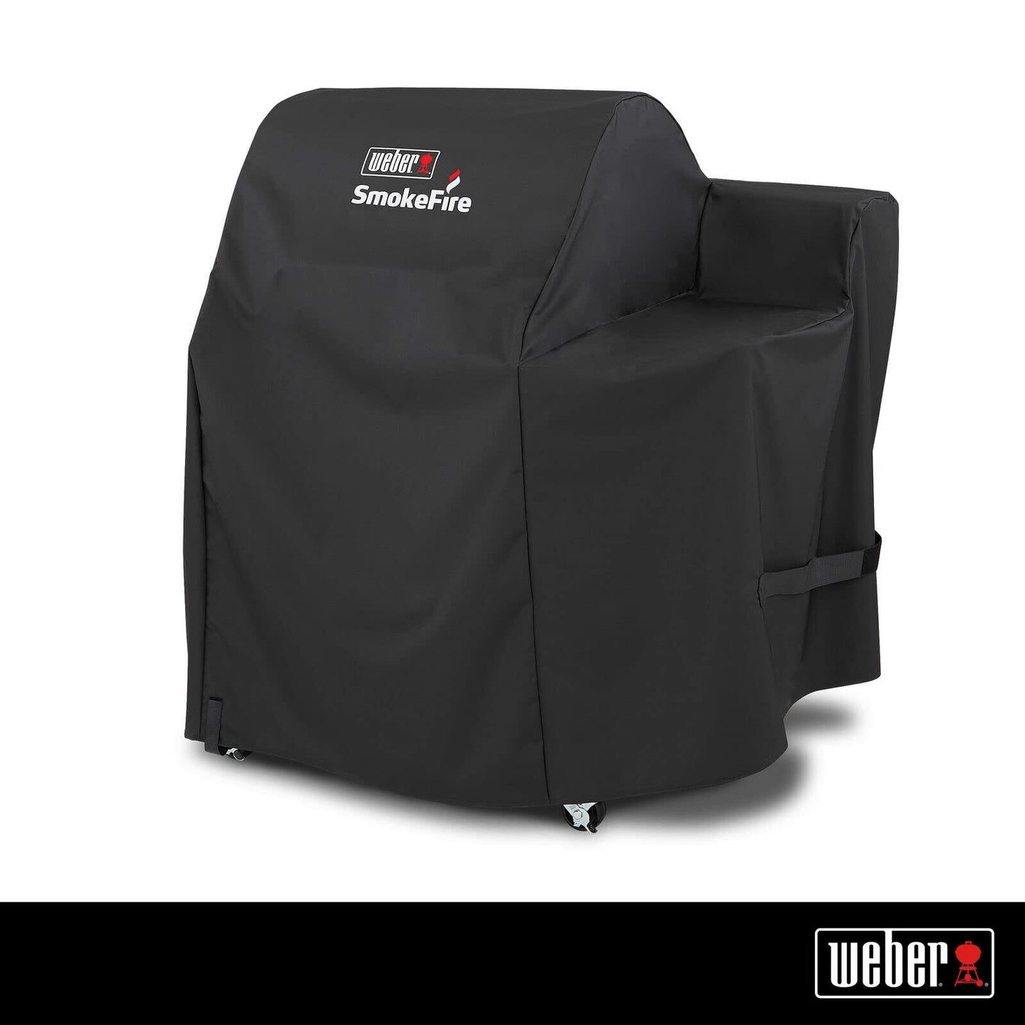 Weber SmokeFire EX4 Wood Pellet BBQ Grill Heavy Duty Breathable Resistant to Water and Weather Polyester Cover with Fastening Straps, Black
