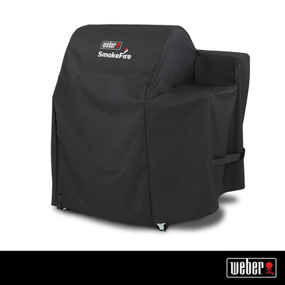 Weber SmokeFire EX4 Wood Pellet BBQ Grill Heavy Duty Breathable Resistant to Water and Weather Polyester Cover with Fastening Straps, Black