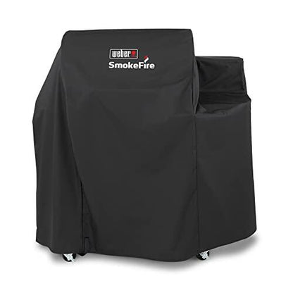 Weber SmokeFire EX4 Wood Pellet BBQ Grill Heavy Duty Breathable Resistant to Water and Weather Polyester Cover with Fastening Straps, Black