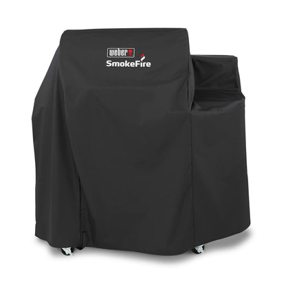 Weber SmokeFire EX4 Wood Pellet BBQ Grill Heavy Duty Breathable Resistant to Water and Weather Polyester Cover with Fastening Straps, Black