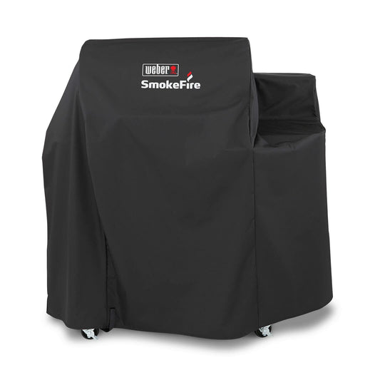 Weber SmokeFire EX4 Wood Pellet BBQ Grill Heavy Duty Breathable Resistant to Water and Weather Polyester Cover with Fastening Straps, Black